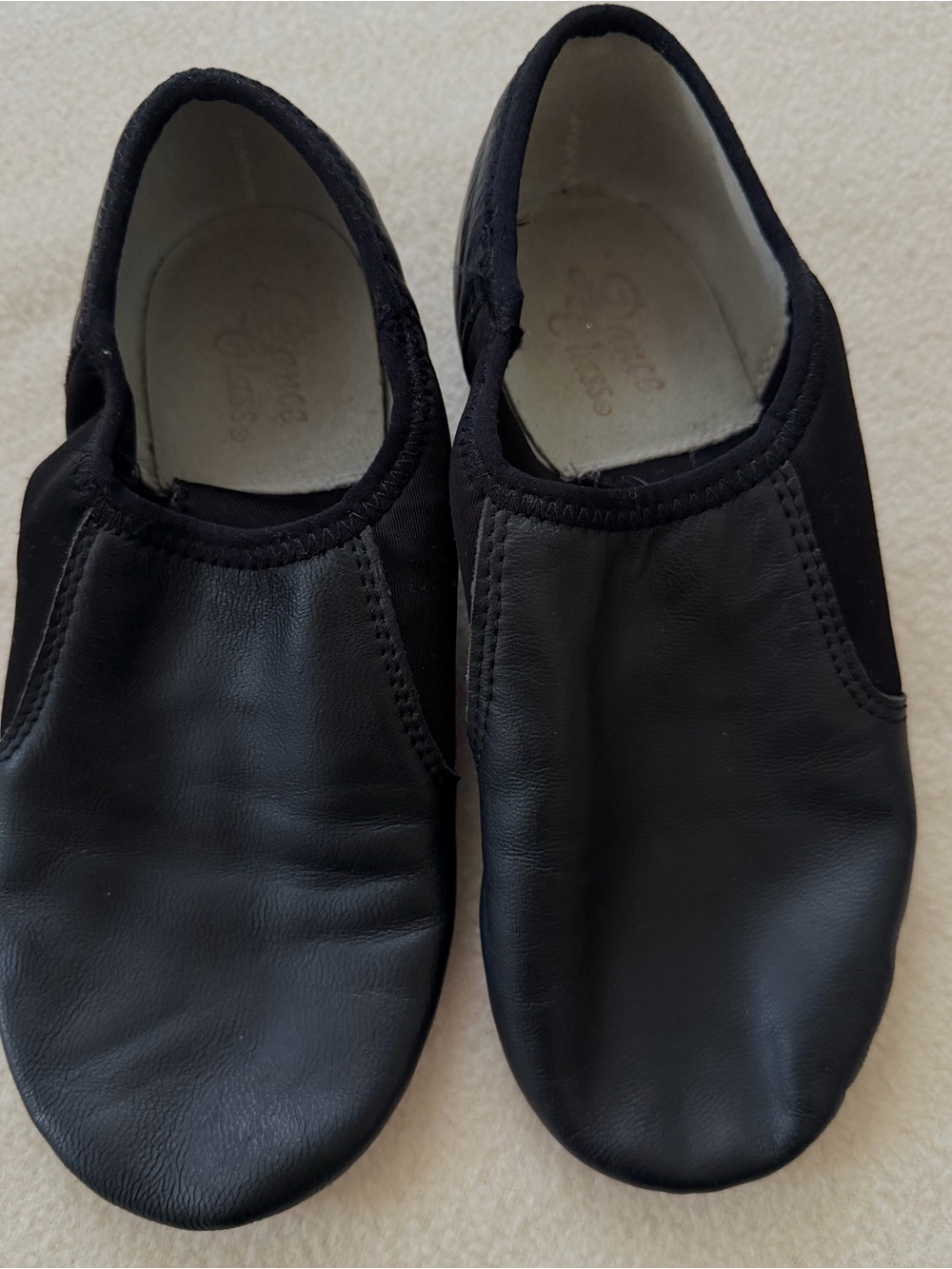 Dance Class Leather Upper Slip-on Dance Shoes Black Size 7 (Model 8LP101)
